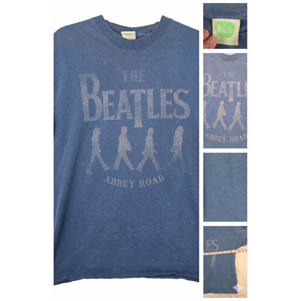 Vintage 2005 The Beatles Abbey Road Shirt Mens M Sun Faded Blue Apple Corps Tee